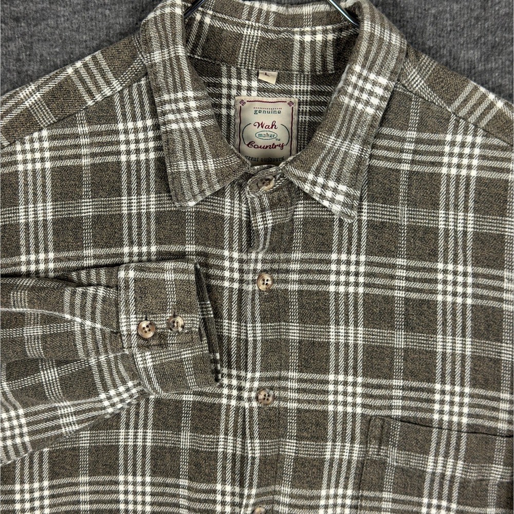 Wah Maker Country Shirt Mens Large Plaid Western Flannel Button‎ Long Sleeve USA
